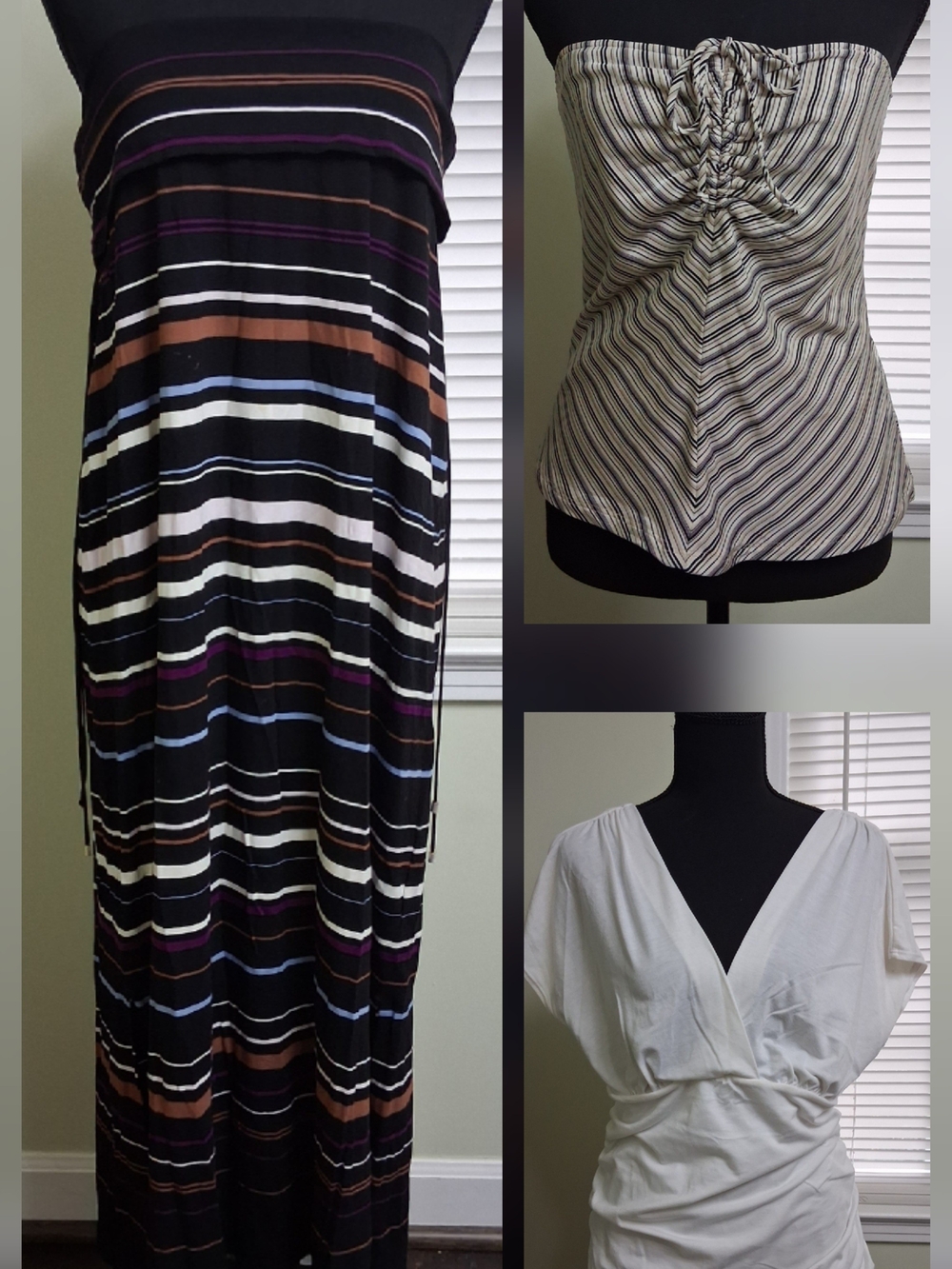 Lot Of 3 White House Black Market. 2 Shirts And 1 Dress/Skirt Large